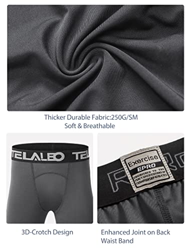 Telaleo 3 Pack Boys' Youth Compression Leggings Tights Base Layer Athletic Pants For Sports Basketball Hockey Baseball Running Black Grey White 3 Pack L #TOP5