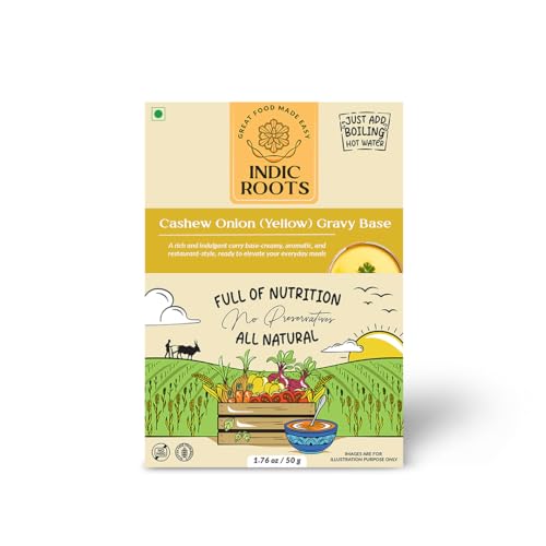 Indic Roots Cashew Onion Gravy Base, Korma Style Curry Sauce, with Yoghurt, Cashews and Aromatic Spices - Ready to Cook Gravy Paste, Instant Sauce, Clean Label Fresh Wholesome Ingredients, No Chemicals or Artifical Preservatives, Just Add Water, Freeze Dried