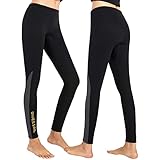 Joysummer Neoprenhose für Herren Damen – 2mm Neopren Leggings Schwimmhose, Hält Warm Dehnbare Badehose zum Surfen Kanufahren Tauchen Schnorcheln, Damen Schwarz XL
