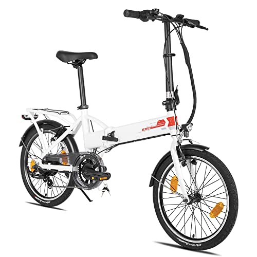 HILAND Bicicleta eléctrica de 20 Pulgadas, Plegable, con Motor de 250 W, batería de Litio de 36 V, Rueda con Cambio Shimano de 7 velocidades, Ligero de Aluminio con luz para Hombre y Mujer Cover