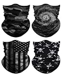 Lauzq 4Pack Neck Gaiter for Men Women Face Cover Mask Head Wrap Balaclava Headwear Bandana Headband Magic Scarf (A-BlackCombo-2, one size)