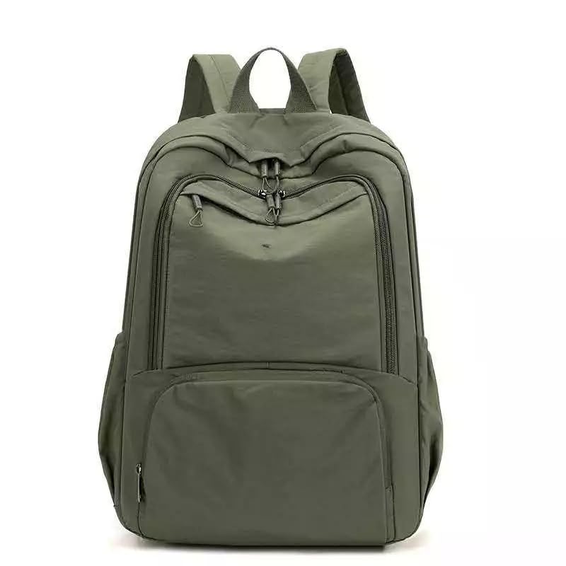 Mochila Feminina Grande Capacidade Nylon Casual Leve Dobrável para Escola Viagem Trabalho com Múltiplos Bolsos e Zíper Antifurto(2254 - Verde)