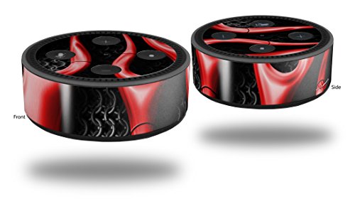 Skin Wrap Decal Set 2 Pack for Amazon Echo Dot 2 - Metal Flames Red (2nd Generation ONLY - Echo NOT Included)