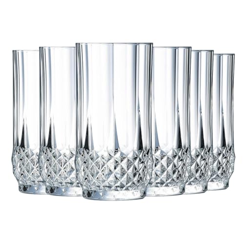 Cristal d'Arques Paris Longchamp Glasses Low 36 cl Set of 6 Krysta Crystal Glass for Water, Juices and Other Softs Shine, Transparency and High Resistance