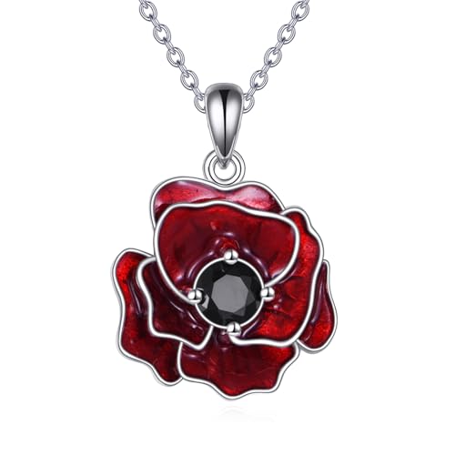 Collier rose rouge en argent 925 à porter pour vos soirées habillées