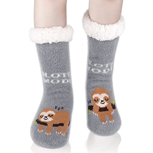 Belloxis Faultier Socken Faultier Geschenk für Frauen Haussocken Damen Hüttensocken Thermosocken Dicke Warme Wintersocken Rutschfeste Socken Damen 35-38 Cover