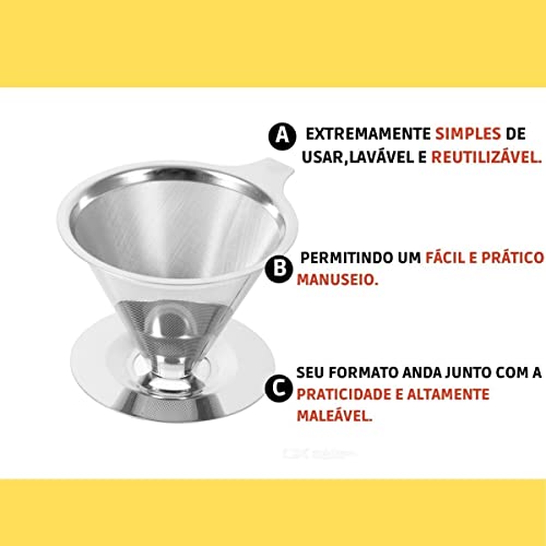 Coador Filtro Café Permanente Aço Inox Sem Uso De Papel