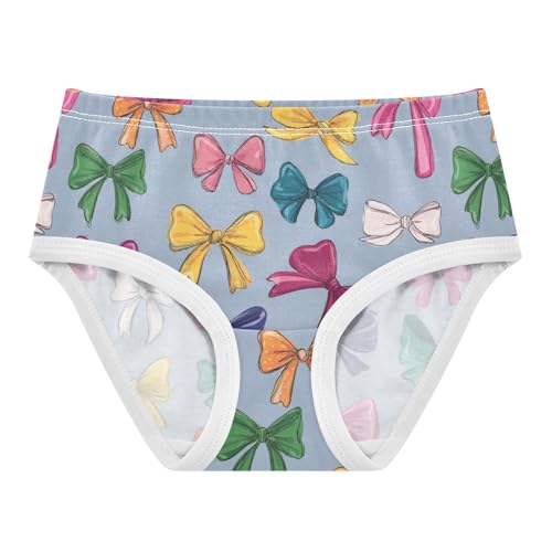 Wusikd Colorful Bows Gray Girls' Underwear Cotton Girls Briefs Soft Toddler Underwear 2T