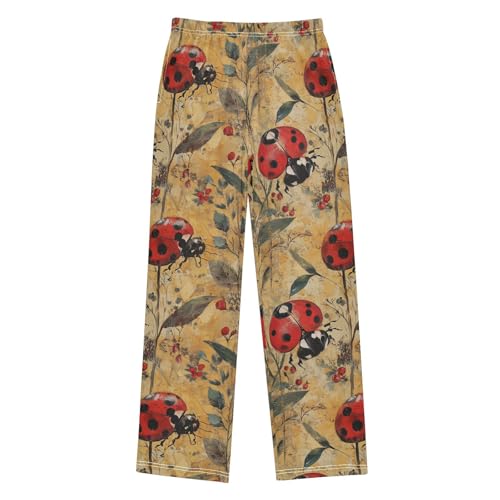 Boys' Pants Red Ladybugs Yellow Long Bottoms Jogger Pants Elastic Waist Trousers with Pockets S-XL