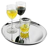 Acabado pulido Stainless Steel Waiters Tray 30cm bar@drinkstuff Circular Serving Tray, Bar Tray, Drinks Tray - Ideal for Food & Drinks Service