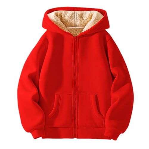 Lista de Chaquetas para Niño - 5 favoritos. 43 Sudadera con capucha para niños de invierno con capucha y forro grueso con cierre completa, chamarra E para niños, Rd2., 7-8 Años