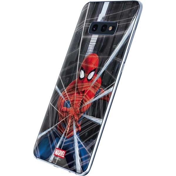 Skinit Decal Phone Skin Compatible with Galaxy S10e - Officially Licensed Marvel Spiderman Web Throw Design