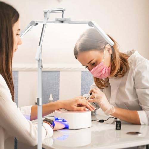 BZJ Half Moon Lash Light for Eyelash Extensions Dimmable LED Floor Lamp with Flexible Gooseneck & Phone Holder, Shadow-Free Esthetician Light for Lash Tech, Nail Tech & Tattoo Artists — view 2
