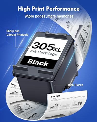 305XL Ink Cartridges High Yield – Black Ink Compatible for HP 305 XL Ink for HP DeskJet 2700 2710e 2720e 2721 2722 2723 2724 Plus 4110 4120e Envy 6000e 6010e 6020e Pro 6400 6420 printers (1-Black) - Image 3