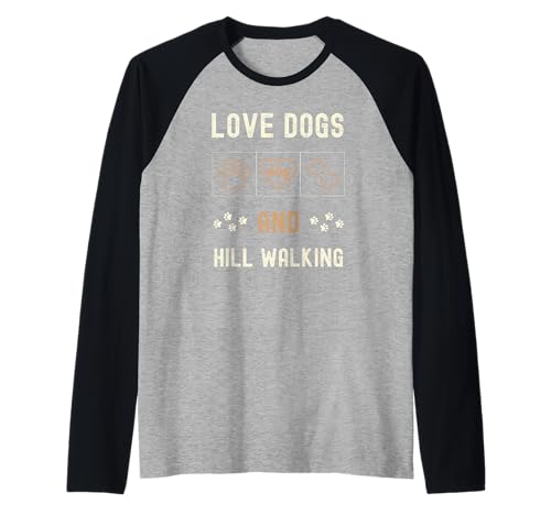 Love Dogs Hill Walking Hombres Mujeres Perro Mamá Papá Dueños Walker Camiseta Manga Raglan