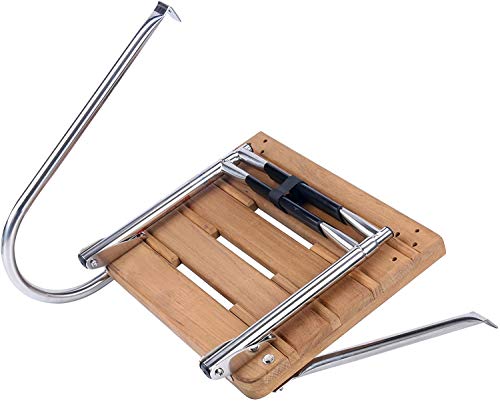 Amarine Made Boat Out-Board Swim Teak Platform With 2-Steps Stainless Ladder #TOP7
