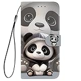 YUEQIAN Hülle für Xiaomi Redmi 15C 5G/4G/POCO C85, Süßer Panda Brieftasche Klapphülle Kreditkartenfächern & Standfunktion Handyhülle mit Schlüsselband Schutzhülle (Panda)