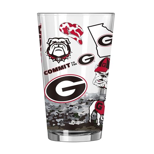Image of Logo Brands NCAA 16 oz Pint Glass - Durable Glass With Bold Team Color- Chip-Resistant Rim Drinkware For Fans, Tailgates, Home Bars & Everyday Use