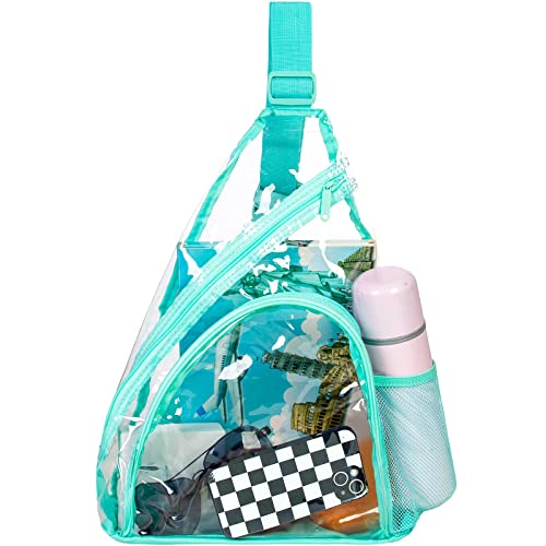 Agsdon Clear Sling Bag Stadium Approved, Small Pvc Crossbody Shoulder Backpack, Casual Transparent Daypack - Green #TOP15