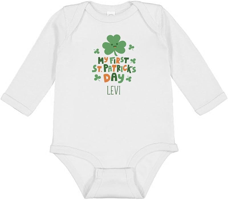 My First St. Patrick's Day Levi Long Sleeve Baby Infant Bodysuit