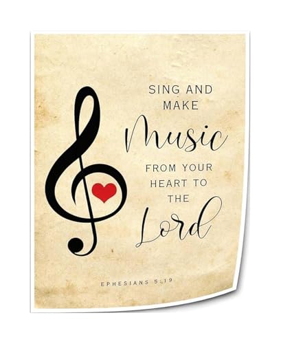 Sing and Make Music Art Print: Ephesians 5:19 Bible Verse Poster in Art Deco Style for Living Room(Unframed,12x18inch(30x45cm))