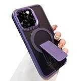QJJFVMF Fold Stand Magnetic Defender Case for iPhone 16 15 14 Plus 13 12 11 Pro Max for Wireless Charge Matte Armor Cover,Dark Purple,for iPhone 13Pro Max