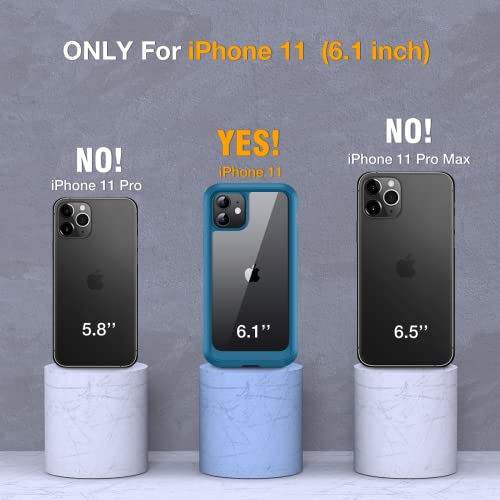 Image of Miracase Glass Series for iPhone 11 Case 6.1 inch, Upgraded Full-Body Rugged Phone Bumper Case Cover with Built-in 9H Tempered Glass Screen Protector and Camera Protector, Light Blue