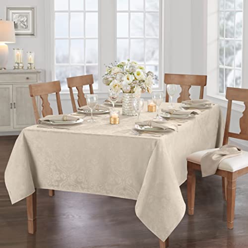 Elrene Home Fashions Caiden Elegance Damask Fabric Tablecloth, 60" X 144" Oblong/Rectangle, Taupe #TOP7