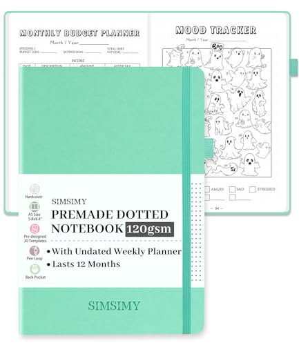 SIMSIMY Premade Bullet Dotted Journal Notebook, Pre-made Dot Grid Journaling