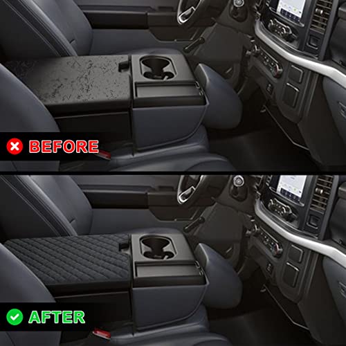 Autojare Center Console Cover Anti-Scratch Armrest Cover Pu Leather Armrest Box Protective Cover Fit For Ford F150 F250 F350 F450 F550 2015-2022 With 40/20/40 Jump Seat #TOP4