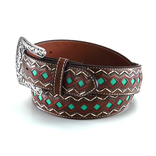 ARIAT Women's Diamond Inlay Center Pattern Belt, Brown, Large2