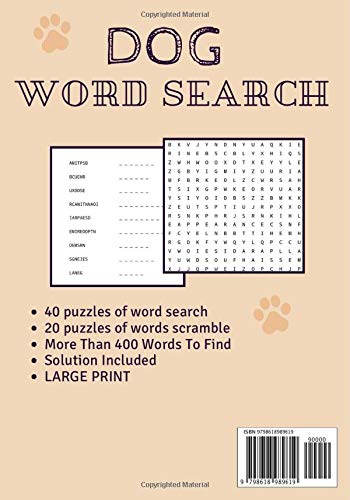 Dog Word Search: Practice Workbook For Adults | 60 puzzles | Find more than 600 words on the Breeds and Dogs World | Word Scramble Included | Vacation ... Friends, Family and Dog Lovers | Large Print. image 2