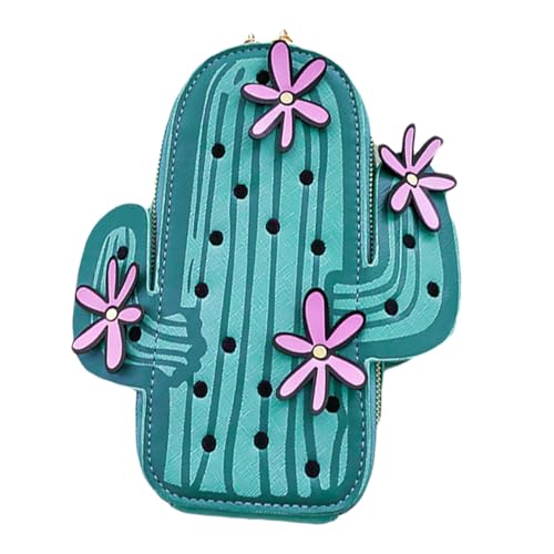 Pochette bandoulière en PU rose avec motif cactus Baluue pour le quotidien des femmes