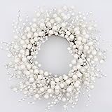VioletEverGarden White Wreath 20 Inch Winter Wreaths for Front Door Artificial White Berry Wreath for Winter Christmas Hoilday Party Wall Window Decorations