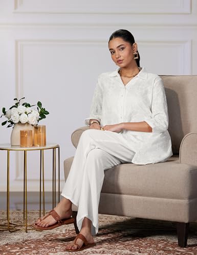 Image of BIBA Cotton Solid Straight Casual Kurtas