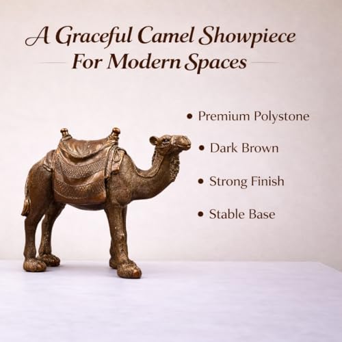 Image of ARMONIA Premium Camel Showpiece for Home Decor | Polystone Antique Dark Brown Rajasthani Camel Figurine Statue |Decorative Animal Sculpture for Living Room,Office Desk |Gift Item for Housewarming 20cm