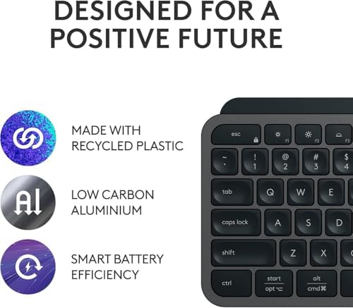 Logitech MX Keys S Wireless Keyboard, Low Profile, Fluid Precise Quiet Typing, Programmable Keys, Backlighting, Bluetooth, USB C Rechargeable, for Windows PC, Linux, Chrome, Mac - Graphite — view 7