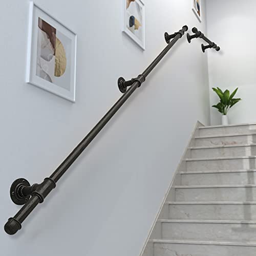 d BlackKit de garde-corps en fer forgé avec supports métalliques pour intérieur et extérieur Noir 0,9 m