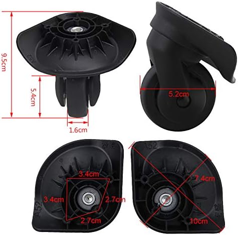 Doublelife SHANOER 1 Pair Replacment Black Luggage Swivel Repair Suitcase Parts Casters Wheels 52mm Heavy Duty with Screws