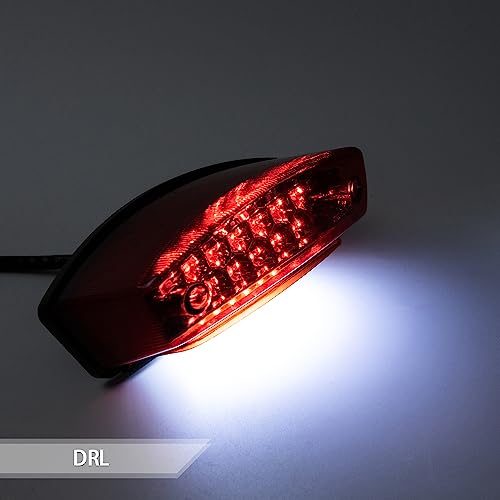 evomosa Motorrad Rücklicht Universal 12V 21 LED Motorrad Weißes Kennzeichen Licht Rotes Rücklicht Brems-Stopp-Lampe (B)