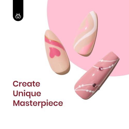 Beetles Pink Gel Nail Polish – 20 Colors Dare to Bare Gel Polish Set Hot Pink Nude Pink White Glitter Soak off Uv Led Manicure Kit with 3Pcs Base&Top Coat for DIY Manicure Valentines Gift for Women