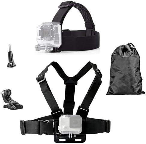TEKCAM Action Camera Head Strap Chest Strap Mount Chest Harness with Carrying Bag Compatible with Gopro Hero 12 11 10 9 8 7/AKASO EK7000 Brave 4 V50/Apexcam/Dragon Touch/WOLFANG Action Camera