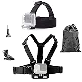 TEKCAM Action Camera Head Strap Chest Harness Belt Mount with Carrying Pouch Compatible with Gopro Hero 7 6 5/AKASO EK7000 Brave 4 V50/Crosstour 4k/Campark/DBPOWER/Dragon Touch Waterproof Camera