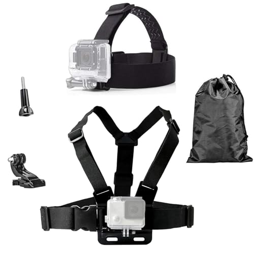 Head Mount Strap Chest Strap Mount Compatible with Gopro Hero 13 12 11 10 9 8/AKASO EK7000 Brave 4 7LE/DJI Osmo Action 5 Pro/ODDV/Hiicam/Apexcam Action Camera
