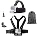 TEKCAM Action Camera Head Strap Chest Harness Belt Mount with Carrying Pouch Compatible with Gopro Hero 7 6 5/AKASO EK7000 Brave 4 V50/Crosstour 4k/Campark/DBPOWER/Dragon Touch Waterproof Camera