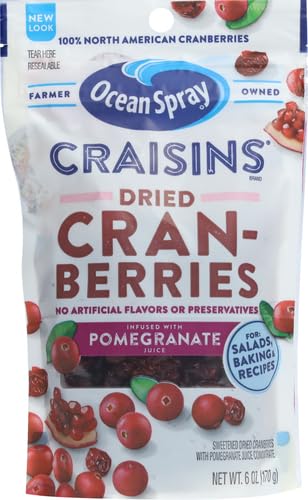 Image of Ocean Spray Craisins Pomegranate, Dried Cranberries Infused with Pomegranate Juice, Dried Fruit, 6 Oz Pouch (Pack of 2)