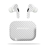 MightySkins Carbon Fiber Skin for Apple Airpods Pro - Solid Baby Blue | Textured Carbon Fiber Finish | Easy to Apply, Remove, and Change Styles | Made in The USA, White