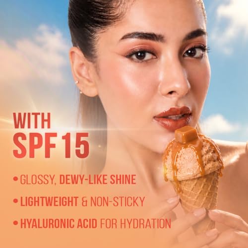 Image of Staze Y.U.M.M.Y Lip Gloss Balm | 3-in-1 Gloss + Tint + Balm | High-Shine Glossy Finish | With SPF 15 | Non-sticky Formula with Hyaluronic Acid & Shea Butter | 01 Salted Caramel | 2g
