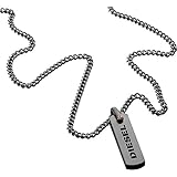 Maße: Länge: 65 cm + 5 cm Diesel-Gunmetal Tone Edelstahl Anhänger Halskette Kette für Männer One Size DX1206040