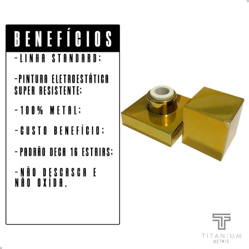 Acabamento De Registro Quadrado Dourado De Metal Padrão Deca